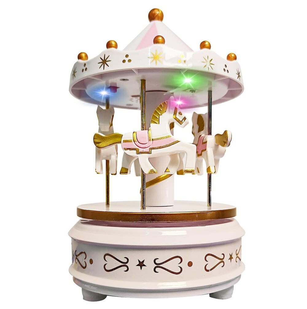 1211 Carousel Music Box – White Horse Merry-Go-Round, Für Elise | LED Light